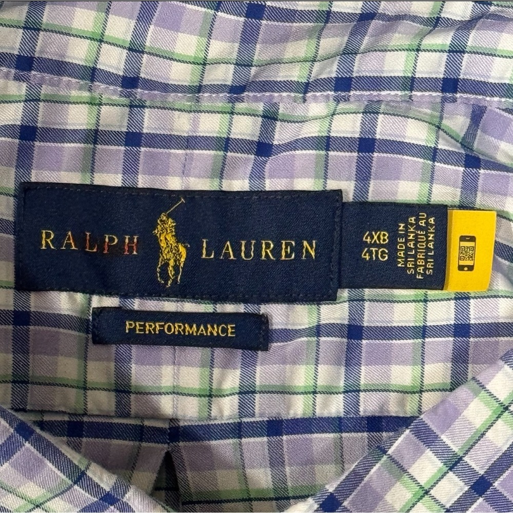 Polo Ralph Lauren Purple Check Performance Long Sleeve Button Down Shirt Men 4XB - Picture 4 of 9